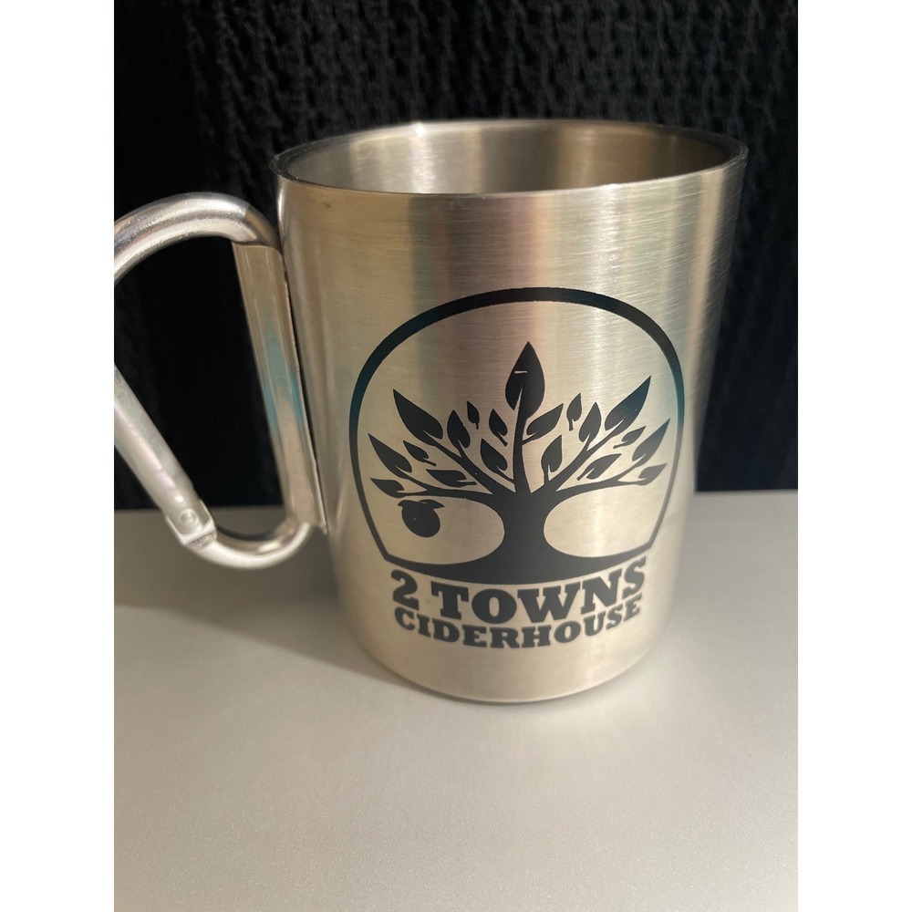 2 Towns Ciderhouse Stainless Steel Carabiner Camp Mug Cup - Picture 2 of 7